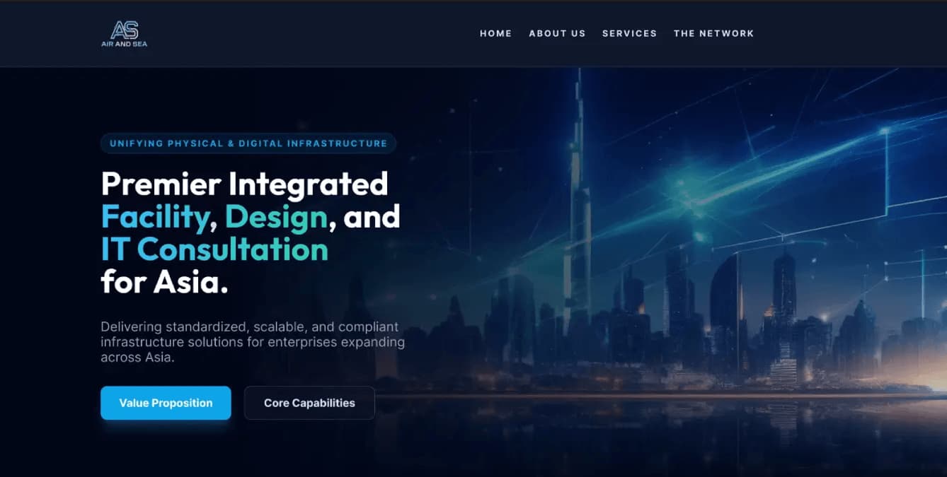 Air and Sea — landing page preview